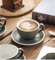 Tasse et assiette à café et thé de l'après-midi coloré en granit, tasses à cappuccino et latte en céramique de haute qualité pour café, vente directe d'usine