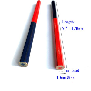 Crayons de couleur, crayons à <span class=keywords><strong>dessin</strong></span>, crayons hexagonaux double face et double pointe, crayons de charpentier rouges et bleus pour le travail du bois - Product Image 4
