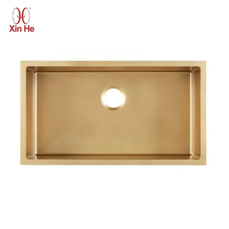 Luxury Brass Copper Undermount Single Bowl Copper Large Gold Kitchen Sink