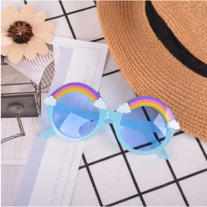 Lunettes de soleil rondes pour enfants, roses, tendance, pour filles, protection UV400, colorées, arc-en-ciel, vente en gros - Product Image 6