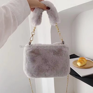 Fall Winter Fluffy Luxury Designer Mini <b>Handbag</b> Woman Leather Plush Faux Fur Shoulder Bag Crossbody Lambswool Lock Purse - Product Image 1