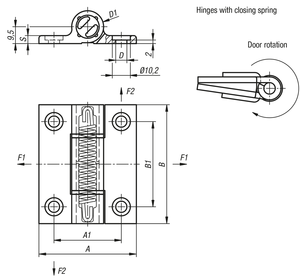Charnière à ressort en aluminium K1181, ressort fermé, anodisé incolore, ressort de tension intégré - Product Image 5