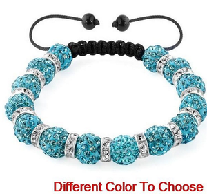 10mm Full Pave Crystal <strong>Bracelet</strong> Handmade Braided Adjustable <strong>Bracelet</strong> Multicolor Rhinestone Clay Bead Ball Wristband - Product Image 4