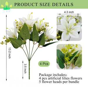 แจกันดอกไม้ประดิษฐ์ทำจากผ้าไหมดอกลิลลี่สำหรับช่อดอกไม้งานแต่งงานบ้านงานเลี้ยงโต๊ะในโรงแรมสำนักงานการจัดดอกไม้ - Product Image 6