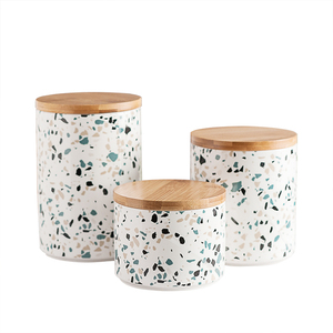 ceramic storage jar with decal prints