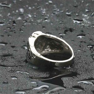 European American Style <b>Titanium</b> Steel Skull <b>Ring</b> Men's Punk Rock Retro Fashion Jewelry Silver 26024 - Product Image 3