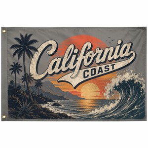 Bandera de <span class=keywords><strong>Surf</strong></span> Vintage de la Costa de California, Ajustable, Impresión Digital, Poliéster, para Colgar en la Pared, Hogar, Jardín, Fiesta, Directo de Fábrica - Product Image 1