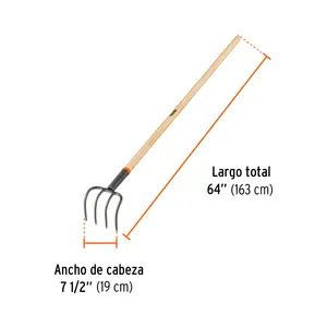 Cultivateur forgé BOX 3, 5 dents, manche en bois 60', TRUPER - Product Image 3