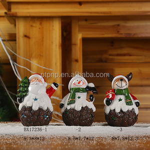 Nouveaux modèles 2023 Ornements de Noël en céramique faits à la main Mignons Père Noël Bonhomme de neige Élan pour décorations de Noël - Product Image 2