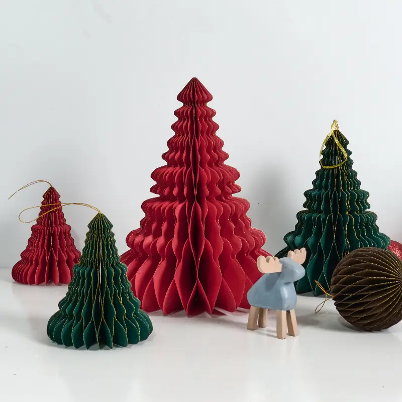 Enfeite de papel natalino, enfeite de colmeia para decoração de natal, árvore de natal, casa, enfeite de papel