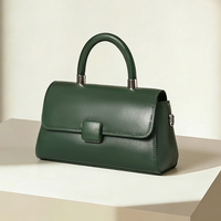 Sac à bandoulière en cuir PU vert foncé de marque privée, sac à rabat de luxe pour affaires, sac tote OEM
