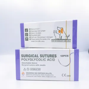 Kit de sutura cirúrgica esterilizada, sutura veterinária com agulhas para animais de estimação pga/pdo/seda/nylon/cat6