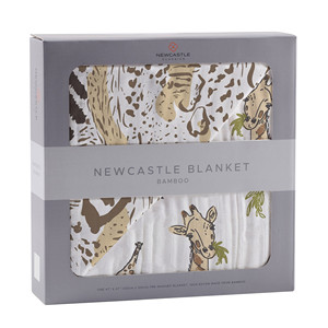 Hungry <b>Giraffe</b> and Animal Print Bamboo Muslin Newcastle <b>Blanket</b> - Product Image 4