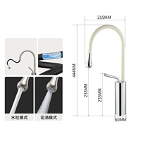 Robinet de cuisine à 2 fonctions avec valve en céramique rotative, montage sur plan, en acier inoxydable 304, eau chaude/froide, forme goutte d'eau, pour usage hôtelier