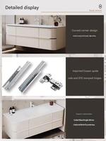 Nouvelle armoire de salle de bain murale en bois massif de style français, miroir intelligent à LED intégré, lavabo en céramique