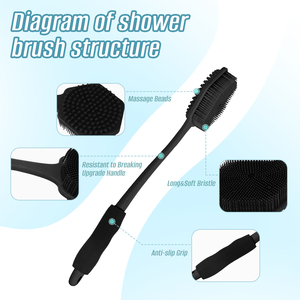 <span class=keywords><strong>Spazzola</strong></span> Esfoliante <span class=keywords><strong>per</strong></span> Doccia a Doppia Faccia con Logo Personalizzato, 14,96 Pollici, Scrubber <span class=keywords><strong>per</strong></span> il Corpo in Silicone con Manico Lungo - Product Image 3