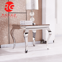 Table d'appoint de luxe au design élégant avec plateau en marbre, base en acier inoxydable doré, table d'appoint noire, table d'angle en marbre doré