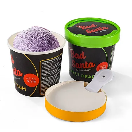 Recyclable Disposable mini ice cream cup with plastic lid 10 oz biodegradable Paper bowl with lids