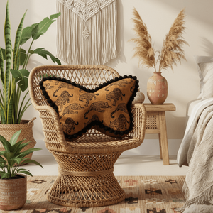 Hot Sale Jacquard Leopard Pattern Butterfly <strong>Cushion</strong> with Plush Trim Unique <strong>Statement</strong> Pillow for Modern Interior Design - Product Image 1