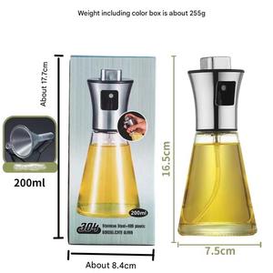 ขวดสเปรย์น้ำมันสำหรับอบอาหารแบบกด ขนาด 200 มล. ทำจากสแตนเลส 304 รูปทรงสี่เหลี่ยมคางหมู เป็นมิตรกับสิ่งแวดล้อม ใช้สำหรับจ่ายส่วนผสม - Product Image 4