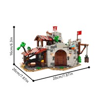 GoldMoc, juego de bloques de construcción de Castillo Medieval, casa Modular de Wolfpack Den, bloques de construcción, juguete de ladrillos para niños, MOC-193205