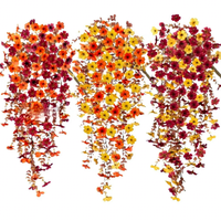 Plante artificielle en plastique Phalaenopsis, fleur violette d'automne, décoration murale suspendue pour extérieur, panier de fenêtre, décoration de vacances moderne