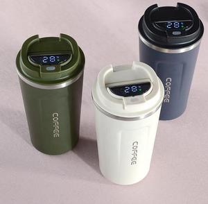 Gobelet en acier inoxydable 380ml Smart Touch Tasse à café thermique à double paroi isolée sous vide avec couvercle d'affichage étanche pour les fêtes - Product Image 3