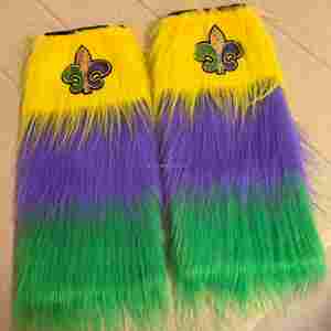 Calentadores De Piernas De Mardi Gras, Cubiertas Para Botas De Mardi Gras, Calentadores De Piernas De Piel Púrpura, Calentadores De Piernas Fuzzy para Mujeres Niñas 80s Fluur De Lis Calcetines - Product Image 1