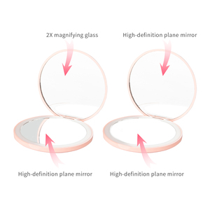 Biểu Tượng Tùy Chỉnh Xách Tay Nhỏ Gọn Du Lịch Gương HD 2X <span class=keywords><strong>Magnifying</strong></span> Gấp Có Thể Sạc Lại Vòng Thắp Sáng Nhỏ Gọn Pocket <span class=keywords><strong>LED</strong></span> Trang Điểm Gương - Product Image 2