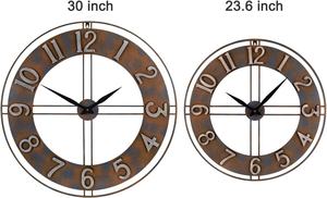 壁時計23.6インチ特大素朴なビンテージ金属無声非チッキング電池式装飾用大きなアラビア数字 - Product Image 6