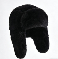Gorro Ushanka de Piel Sintética de Conejo Engrosada, Gorro Térmico de Peluche Completo, Gorro de Trampero con Orejeras para Protección contra el Frío de Invierno, Gorro de Piloto de Piel Ártica