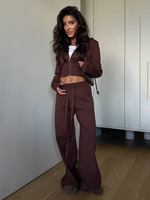 Vêtements pour femmes automne-hiver en gros, ensemble sweat-shirt court et pantalon de survêtement 2 pièces pour femmes, ensembles de jogging, ensemble sweat-shirt personnalisé