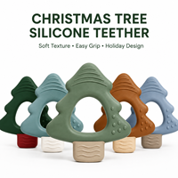 Anneau de dentition en silicone pour bébé, motif sapin de Noël, multi-textures, facile à nettoyer, cadeau de Noël, cadeau de Noël pour le chaussette de Noël, couleur personnalisable