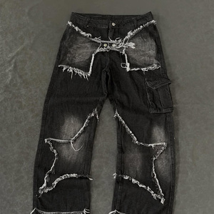 Jeans de Mezclilla Holgados de Moda para Hombre, Casuales para Diario, Cintura Media, Estilo Hip Hop, 100% Algodón, Desgastados, Estilo Urbano - Product Image 5