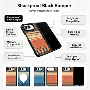Funda Magnética con Tapa Abatible de Cuero PU Azul con Diseño a Cuadros/Camuflaje para Teléfonos Motorola Pro Max - Product Image 6