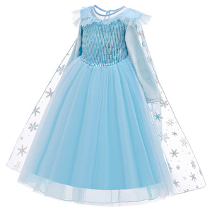Robe de princesse pour filles, déguisement d'Halloween, costumes de <span class=keywords><strong>film</strong></span> et de télévision avec cape en polyester - Product Image 1