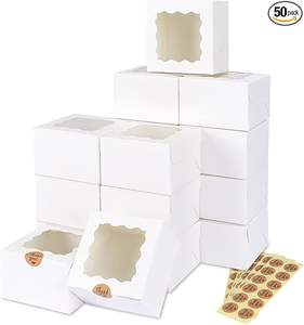 Cajas de galletas blancas con ventana, cajas de panadería con 5 pegatinas para galletas pequeñas, golosinas, fresas cubiertas de chocolate - Product Image 2