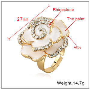 KQR11727 Venta al por mayor <span class=keywords><strong>de</strong></span> anillos <span class=keywords><strong>de</strong></span> flores <span class=keywords><strong>de</strong></span> esmalte <span class=keywords><strong>de</strong></span> moda Anillos <span class=keywords><strong>de</strong></span> dedo ajustables Anillos chapados en oro para mujeres - Product Image 2