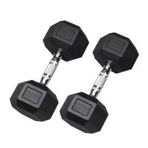 Wholesale Gym 10 Kg 15kg 20kg Black Dumbbells Rubber Coated Cast Iron Hex Set Hexagonal Dumbbell 5kg