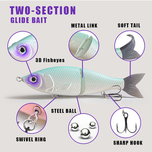 <span class=keywords><strong>Leurre</strong></span> de pêche à la traîne à deux sections, gros swimbait, 19 cm, 89,5 g, swimbait articulé coulant, queue <span class=keywords><strong>souple</strong></span>, billes en acier <span class=keywords><strong>pour</strong></span> gros poissons prédateurs - Product Image 4