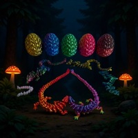 FUSEJOY Vente en gros d'usine : Ensemble de 6 œufs de dragon en pierre imprimés en 3D, moulés monobloc avec articulations mobiles, décorations de table animales