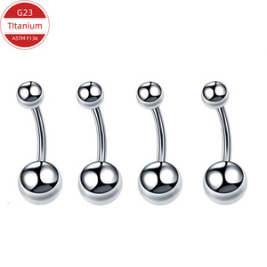 <b>Titanium</b> Navel <b>Stud</b> Double-Ended Ball G23 ASTM F136 Internal External Thread Unisex Piercing Jewelry - Product Image 2