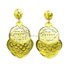 Bijoux européens Culture 2024 Brass Casual Jewelry Festival Boucles d'oreilles Boucles d'oreilles colorées martelées Gants de fête pour femmes - Product Image 2