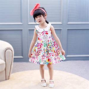 2020 3 años Niño bebé niñas loto hoja <span class=keywords><strong>collar</strong></span> punto volantes vestido nacido niños pequeños sin mangas casual ropa para niños - Product Image 1