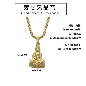 Collar yunnique de acero inoxidable dorado con colgante de Buda Guanyin de estilo chino para hombres y mujeres, diseño único y sencillo - Product Image 2