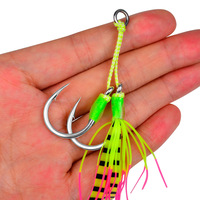 WildTrek 1/0 # -5/0 #   Hameçons assistés doubles pour jigging avec jupes en silicone, plomb haute résistance, pour pêche en eau salée à lancer lent, pour brochet et brochet pâle