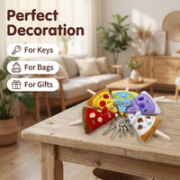 Adorable porte-clés en peluche Pizza, jouet en peluche créatif en forme de nourriture avec oreilles de souris, mascotte colorée, breloque de sac pour accessoires de sac à dos