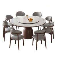Runder Schiefertisch Runder Massivholz-Esstisch und Stuhl-Set Modern Einfach für den Hausgebrauch mit Drehplatte Kleiner Runder Esstisch