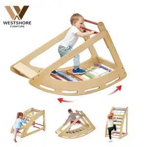 4 In 1 Triangle Climber With Ramp Arch Climber Rocking Chair Indoor And Outdoor Gym Playground Climbing Toys