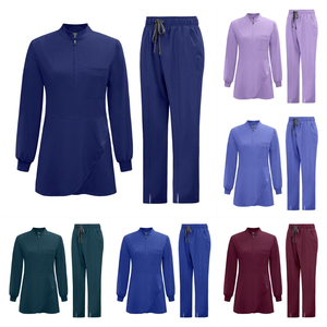 Custom Nurse Scrub Salon Hospital Medical Muslim Long-sleeved <b>Women</b> Surgical Scrub Set Spandex Soft Stretch Fit <b>Tops</b> - Product Image 1